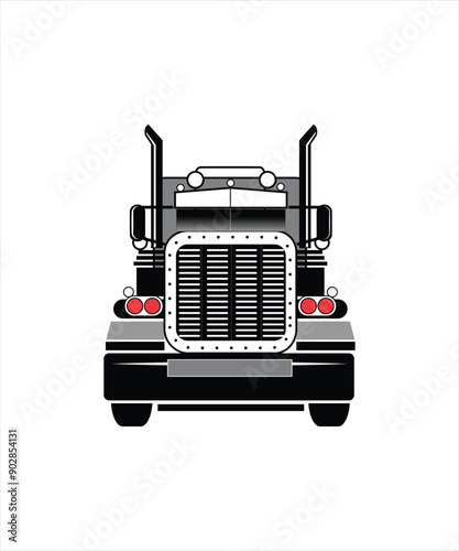 Silhouette black and white truck trailer. this image suitable for automotive and community logo. Victor at illustration.