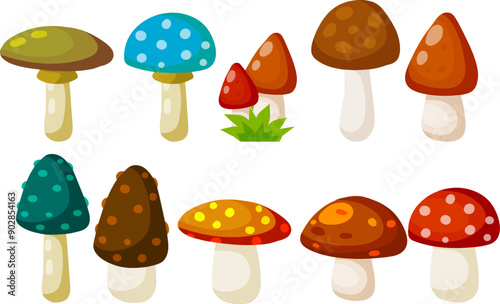 Boletus edulis. Mushroom with a brown cap. Natural product from the forest. Eco-friendly food. Flat cartoon illustration