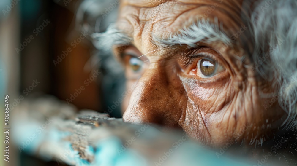 The close-up image captures the details of an elderly eye, showing the texture of the skin, the sharpness of the iris, and the profound wrinkles surrounding the eye. The close-up image captures the details of an elderly eye, showing the texture of the skin, the sharpness of the iris, and the profound wrinkles surrounding the eye.