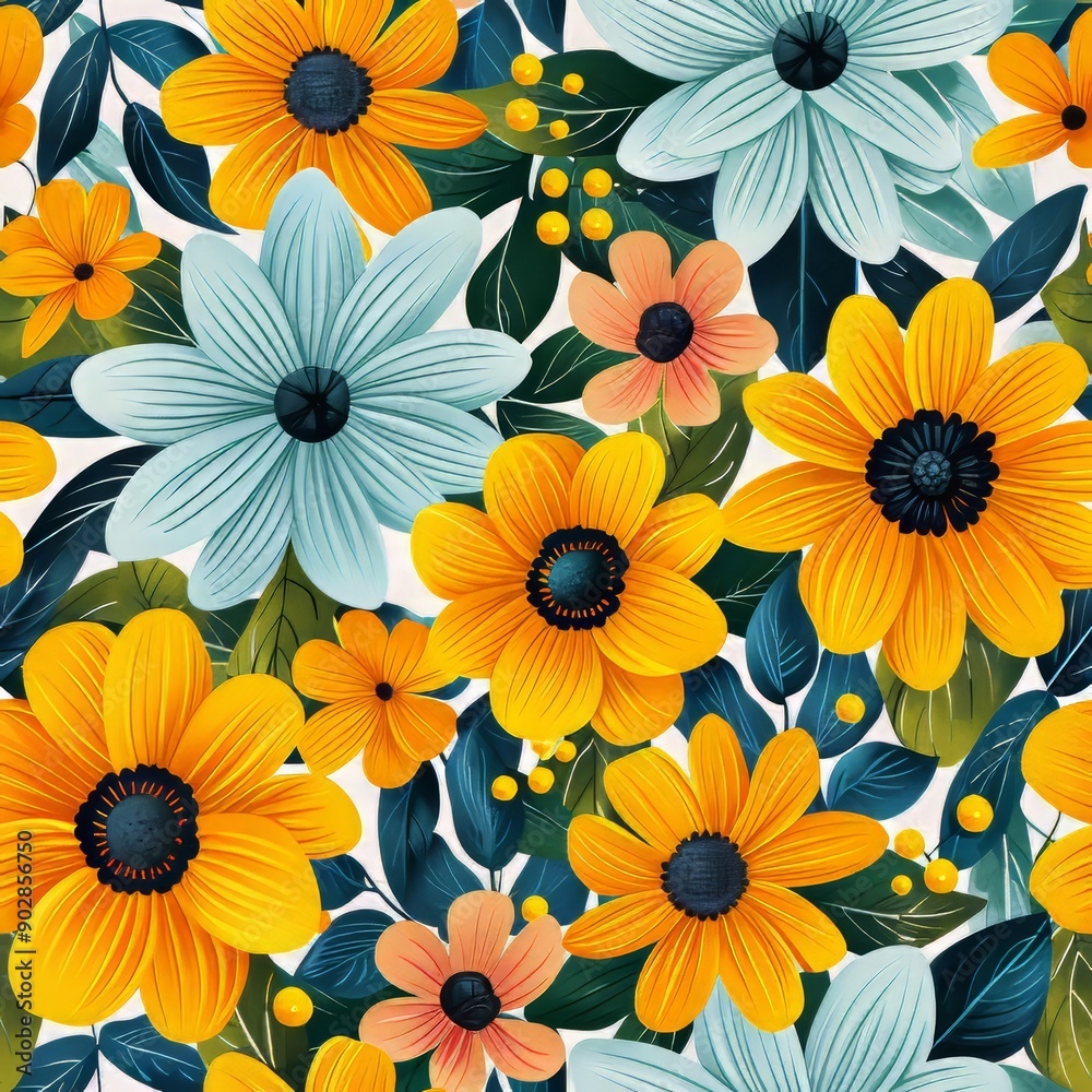 Seamless pattern with flowers. Floral background. Seamless pattern with flowers. Floral background.