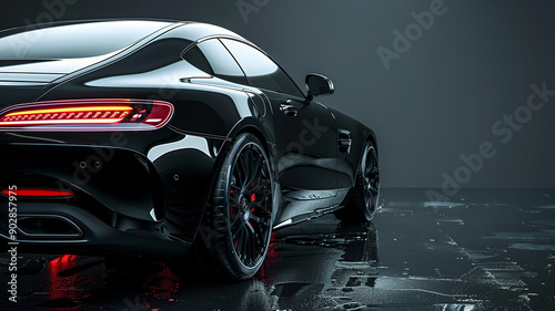 modern black premium car in studio light