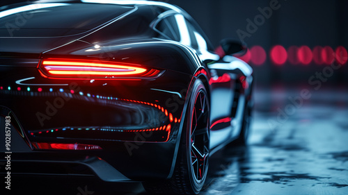 modern black premium car in studio light