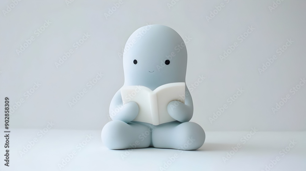 Captivating Clay Figure Reading a Book with Muted Pastel Hues Captivating Clay Figure Reading a Book with Muted Pastel Hues