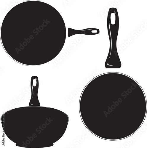 Minimalist Fry Pan  Black Silhouette Vector Collection