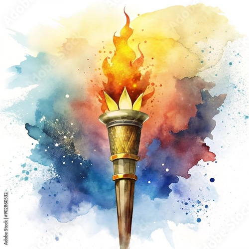 illustration of the Olympic torch, in watercolor 