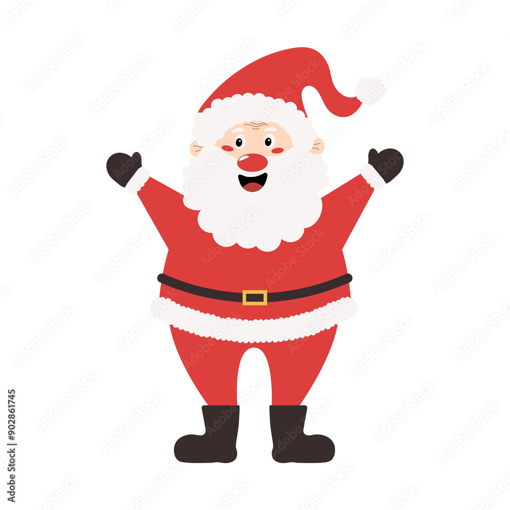 Cute smiling Santa Claus. Flat vector illustration of santa on transparent background for designs, stickers, icons, posters, postcards, backgrounds. Cartoon style. Cute smiling Santa Claus. Flat vector illustration of santa on transparent background for designs, stickers, icons, posters, postcards, backgrounds. Cartoon style.