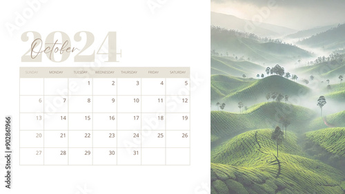 October 2024. Resolution, strategy, solution, goal, business and holidays. Date - month October 2024. Page of annual monthly calendar - October 2024