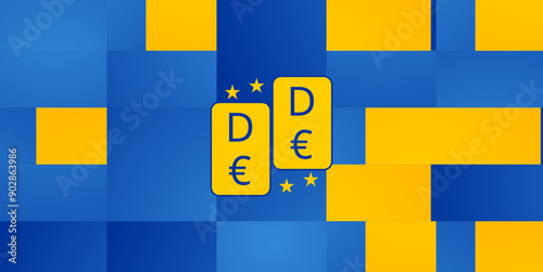 symbol of Digital Euro as D€ as DEURO or D-Euro creative symbol, online payment by mobile device and smart card by the European Union as CBDC photo