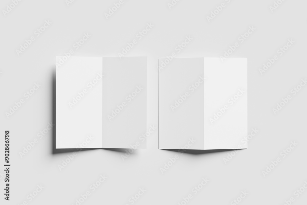 DL blank bi-fold brochure for mockup. 3D render illustration DL blank bi-fold brochure for mockup. 3D render illustration
