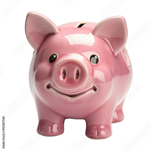 Pink piggy bank isolated on transparent background, png