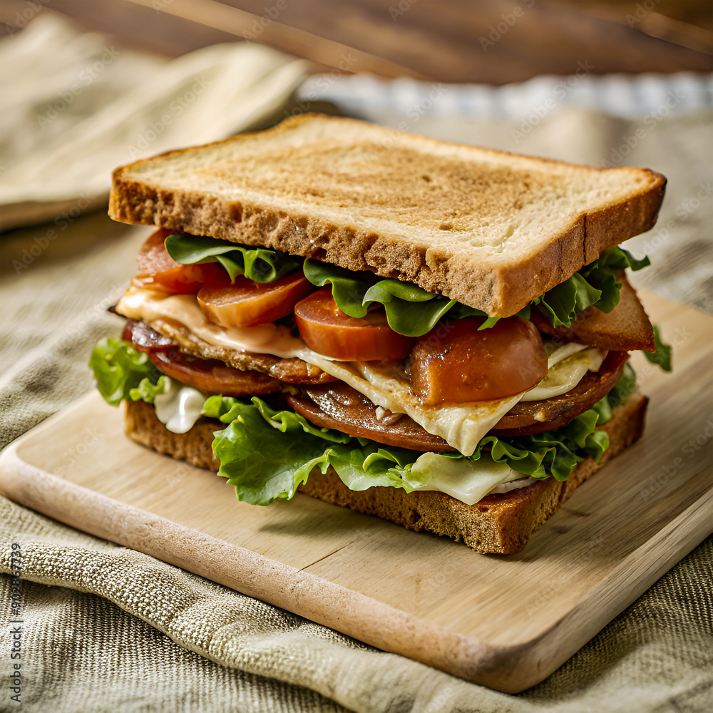 Obraz premium Classic BLT: sandwich with ham and vegetables