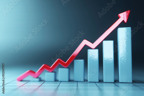 Free Download A dynamic growth chart depicting increasing success with a bold red arrow, symbolizing upward trends in business and finance. - GFXLoad
