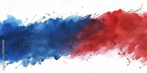 Vibrant French Flag-Inspired Abstract Watercolor Banner: Dynamic Brushstrokes and Splashes in Tricolor Hues. Creative Marketing Background for Web Design, High-Resolution Wallpapers, and Patriotic Adv