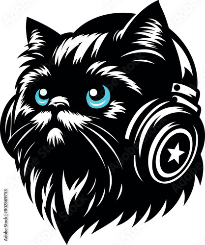 The elegance, simplicity, graceful design of the Persian cat silhouettes and icons