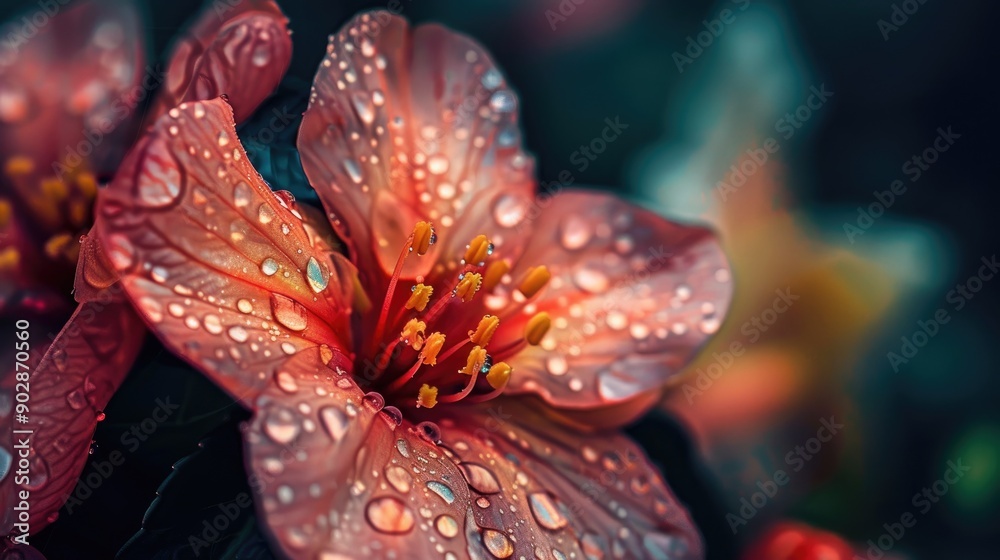 Close up photo of dew on flower petals Close up photo of dew on flower petals