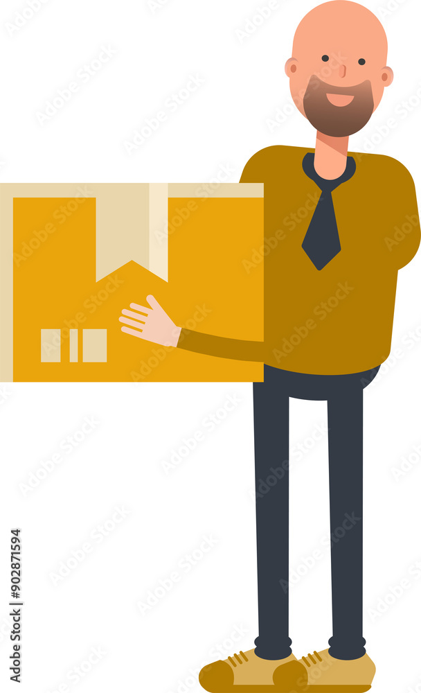 Bald Businessman Character Holding Box
Bald Businessman Character Holding Box
