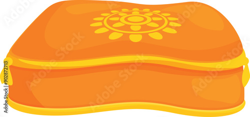 Orange jewelry box with golden accents, featuring a beautiful floral pattern on top, ideal for storing precious jewels
