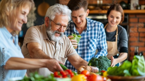 Family Preparing a Healthy Meal Together in the Kitchen