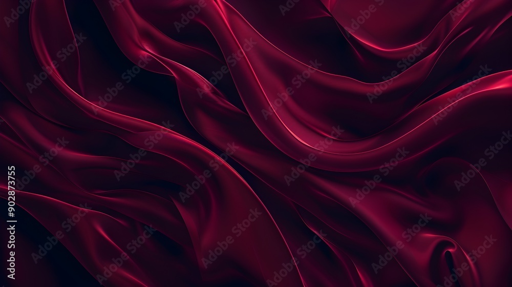 Obraz premium Elegant Velvet Fabric Folds and Curves in Deep Red Tones