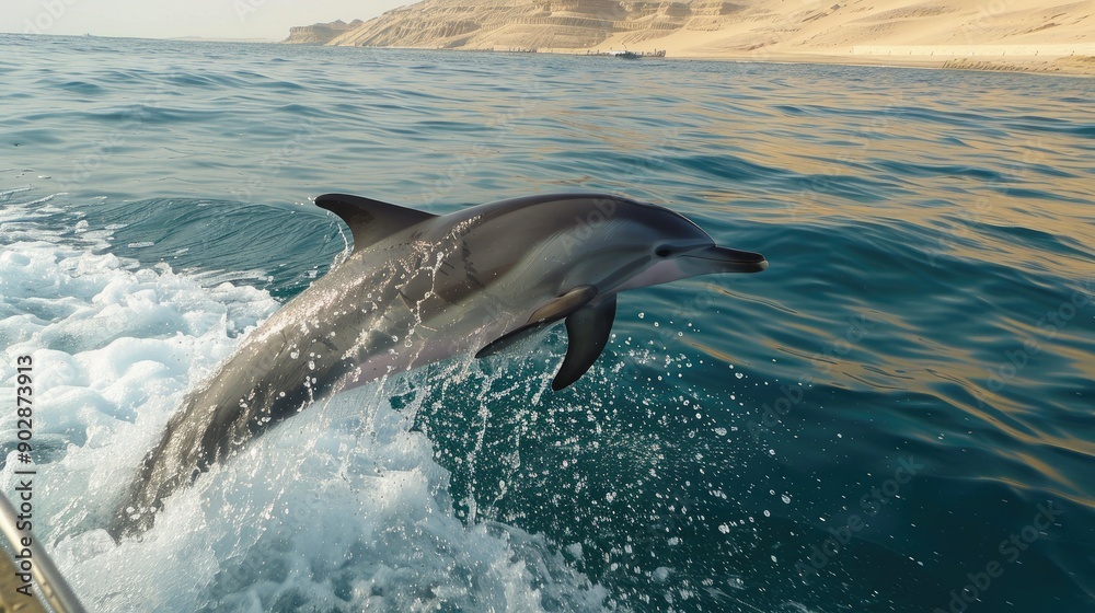 Obraz premium Dolphin in natural environment Dolphin spotting watch sightseeing cruise tours in middle east