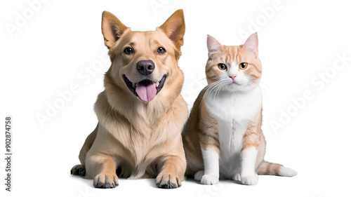 Wallpaper Mural Friendship between dog and cat isolated on transparent background, pet friendship, PNG format Torontodigital.ca