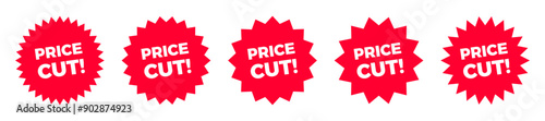 Price cut sale red sticker set