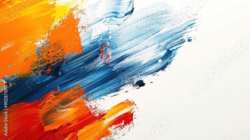 Artistic brush strokes in bold colors with ample copy space