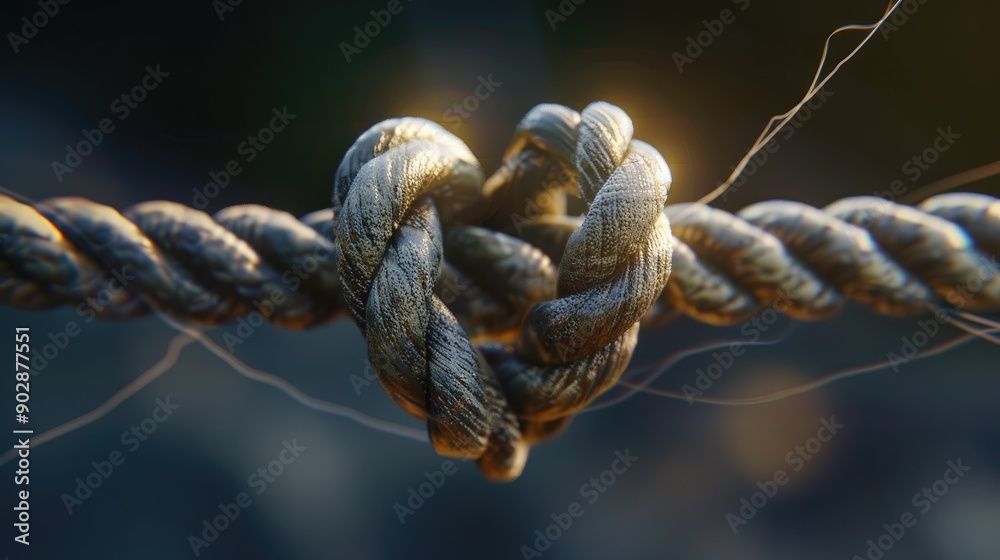 Elegant heart-shaped knot in a rope, representing love and unity in a simple visual Elegant heart-shaped knot in a rope, representing love and unity in a simple visual