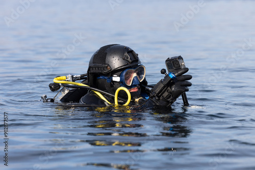 Wallpaper Mural Canadian military scuba diver in water with camera Torontodigital.ca