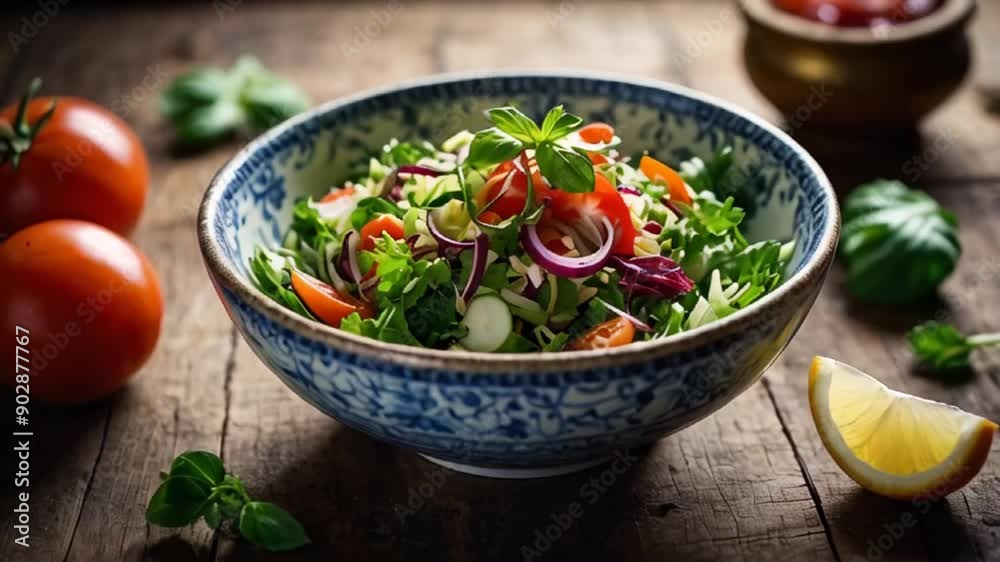 Shopska vegetable salad, traditional Bulgarian food Shopska vegetable salad, traditional Bulgarian food