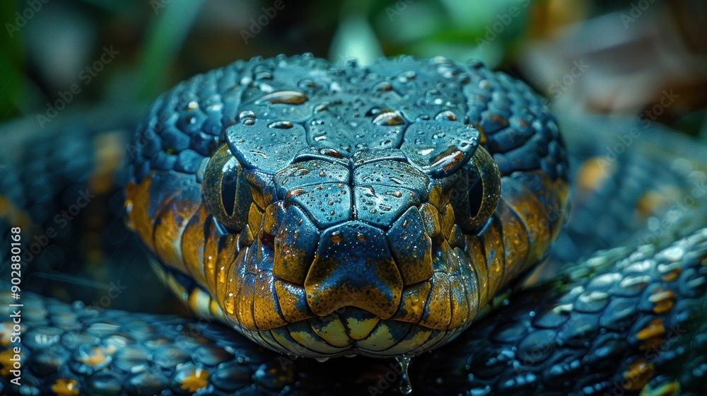 Close-up of a snake with water droplets on its skin Close-up of a snake with water droplets on its skin