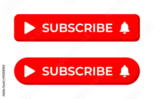Subscribe button icon set in flat design. Subscription concept