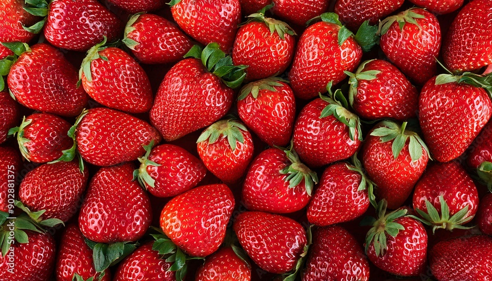 Fresh strawberries from the garden, top view, fruit background, generative AI Fresh strawberries from the garden, top view, fruit background, generative AI