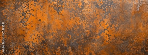 Creative Rusty Orange-Brown Metal Weathered Steel Stone Texture Panorama: Grungy Industrial Background for Artistic Web Design, Advertising, and Marketing. Ideal for 4K High-Resolution Wallpapers, Ban © Da