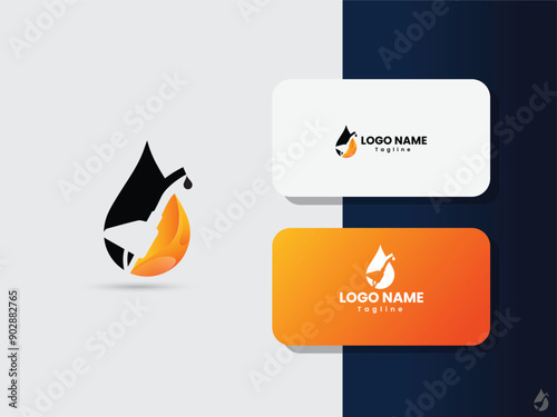 Colorful Oil gas industry creative logo design. Fuel oil logo design with fuel nozzle. Oil logo art. Business. Engine oil logo design vector. Water drop icon design