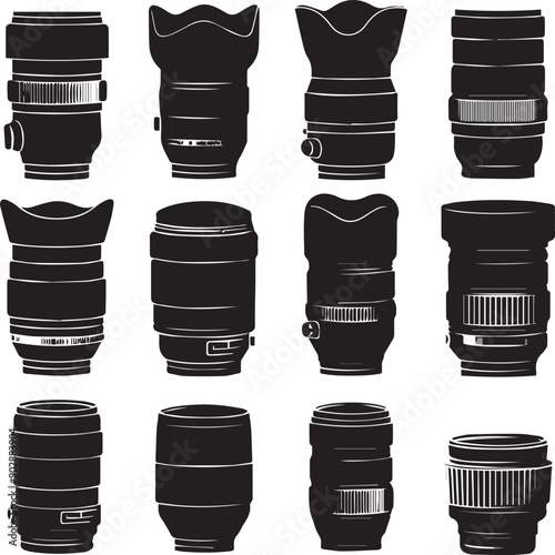 Minimalist Professional Camera Black Silhouette Vector Collection