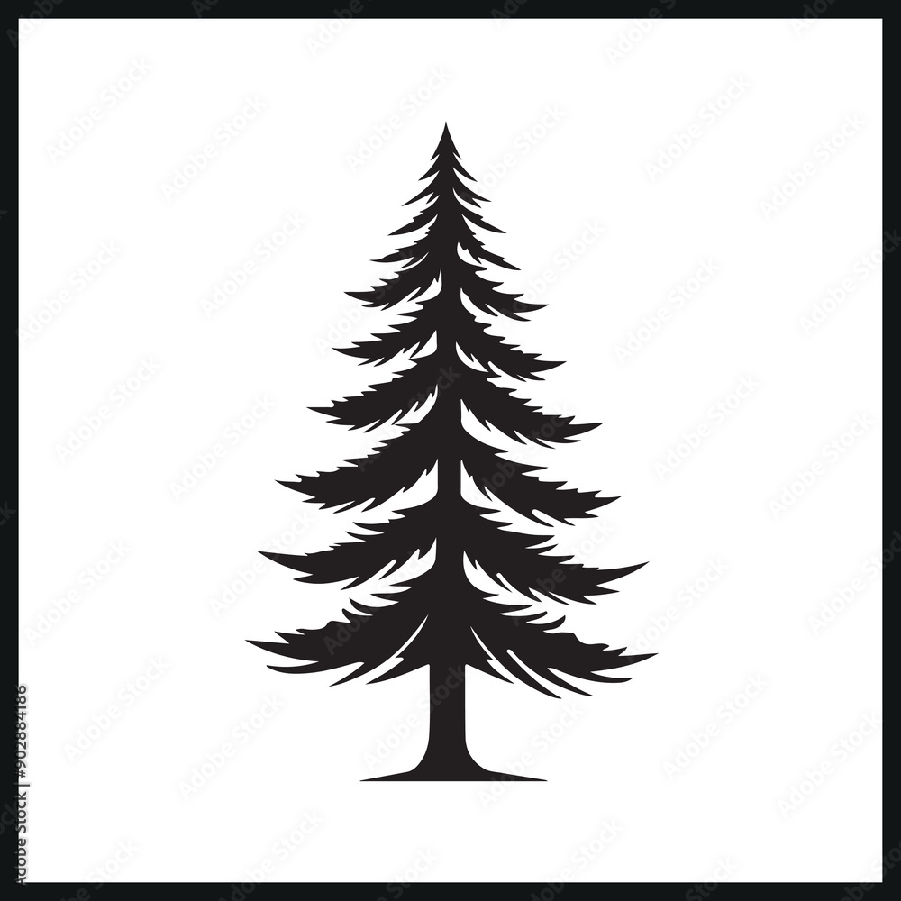 Fototapeta premium Pine Tree Silhouette. vector, icon charismas tree silhouette