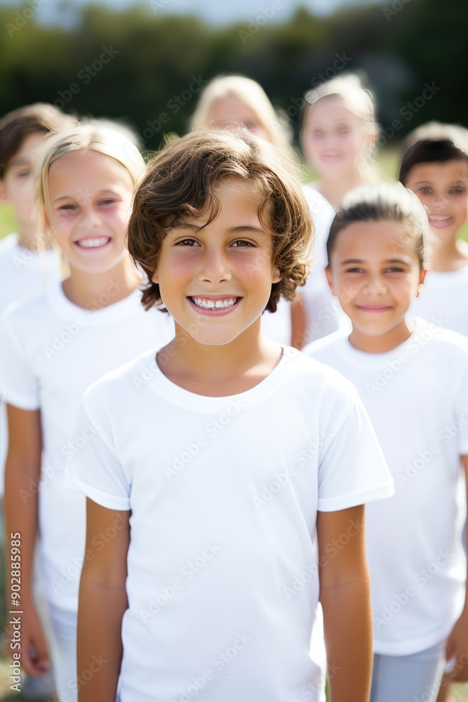 Joyful and delighted children are laughing and playing together happily outdoors in the sun Joyful and delighted children are laughing and playing together happily outdoors in the sun