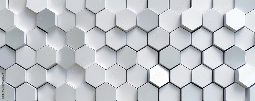 Naklejka premium Metallic hexagon pattern with depth and shadow effects, 3D hexagons, industrial design