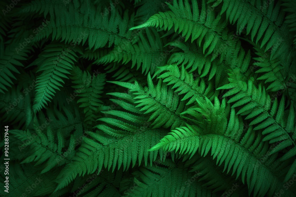 Green Fern Fronds in a Lush Forest