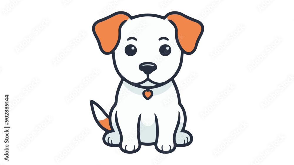 cute dog illustration with orange ears and tile cute dog illustration with orange ears and tile