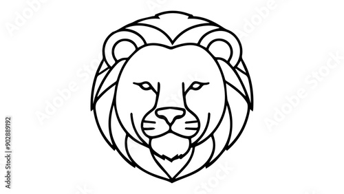 fate lion head icon with big fur illustration on white background