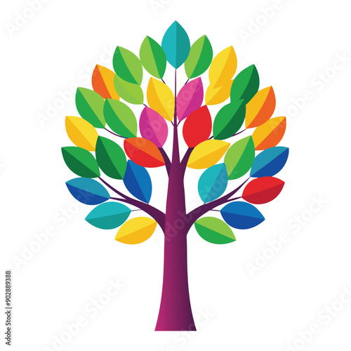 Colorful Tree isolated in front of white background vector illustration design