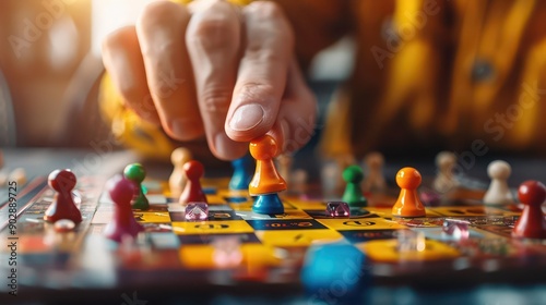 Person playing a traditional board game, illustrating cultural leisure photo