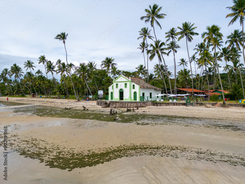 Aerial photo of São Benedito Church at Praia dos Carneiros in the city of Tamandaré, state of Pernambuco, Brazil Aerial photo of São Benedito Church at Praia dos Carneiros in the city of Tamandaré, state of Pernambuco, Brazil