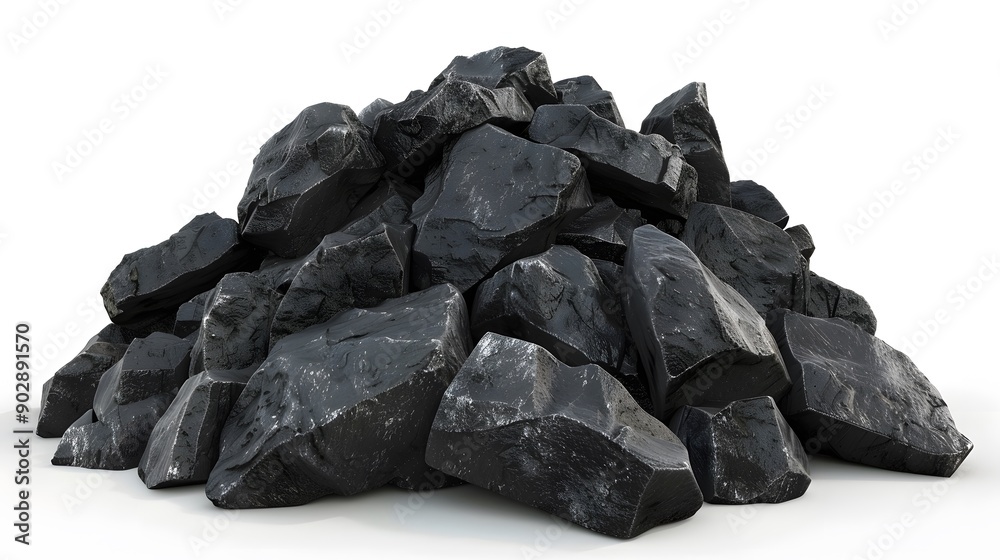 Black coal element on white background