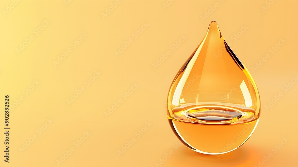 Fototapeta premium Oil drop vector illustration. Yellow liquid droplet