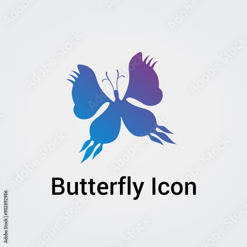 Logo Papillon Bleu sur Fond Feuillage Vert - Icone Marque pour Société