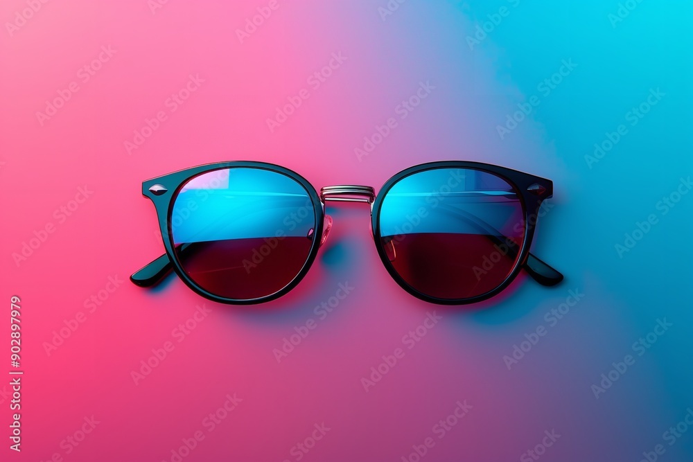 Chic sunglasses on a vibrant backdrop, Generative AI. Chic sunglasses on a vibrant backdrop, Generative AI.