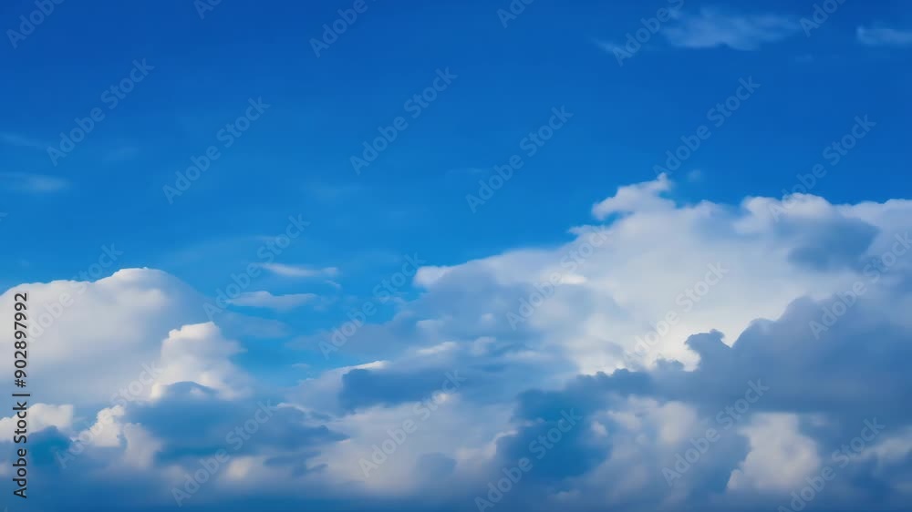 Blue sky with fluffy white clouds, scenic Blue sky with fluffy white clouds, scenic